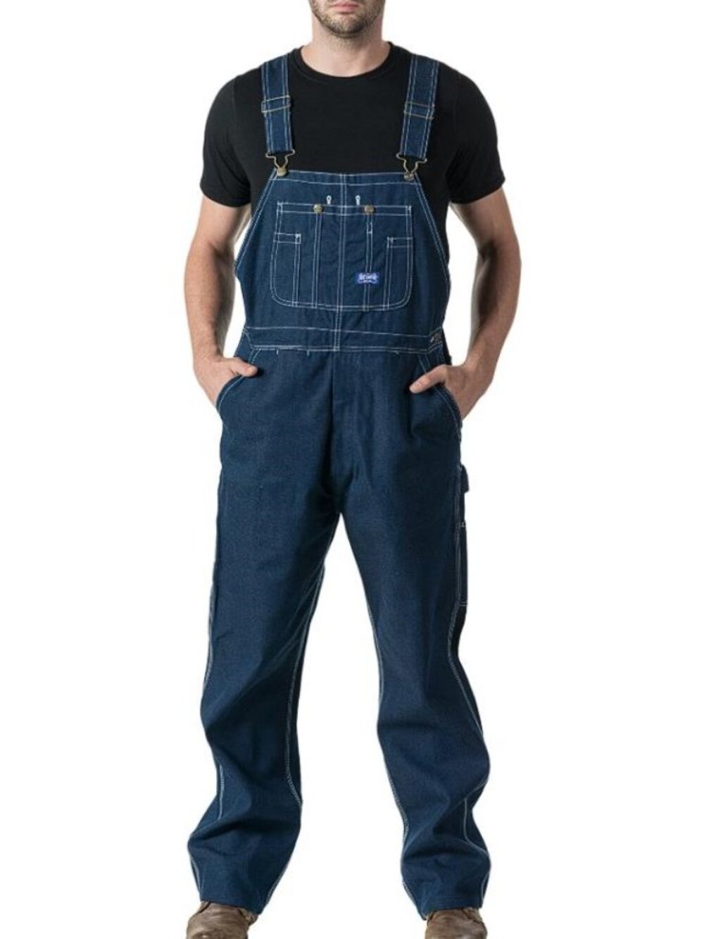 BIG SMITH Men's Rigid Denim Bib Overalls Size 34X28
